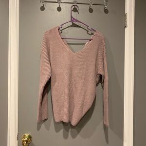 Purple tie back sweater fashion nova